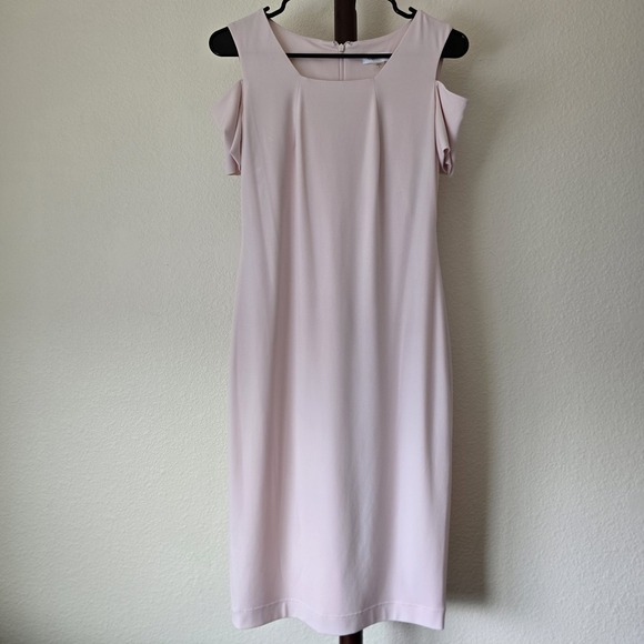 Calvin Klein Dresses & Skirts - Calvin Klein Bodycon Feminine Office Barbie Blush Pink Cold Shoulder Dress Sz 2
